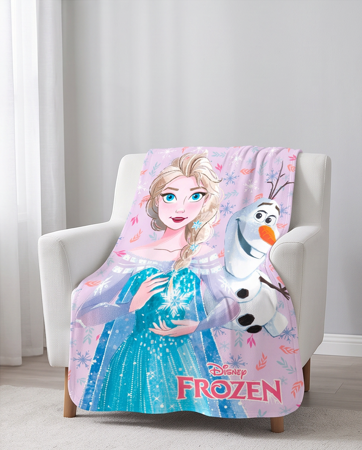 Flísteppi Frozen — Elsa og Ólafur 100×140 cm