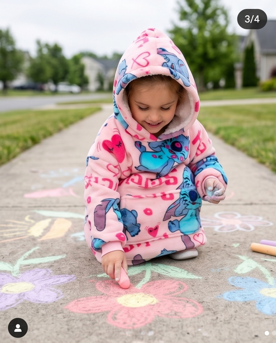 Kósýpeysa Stitch 3-6 ára bleik