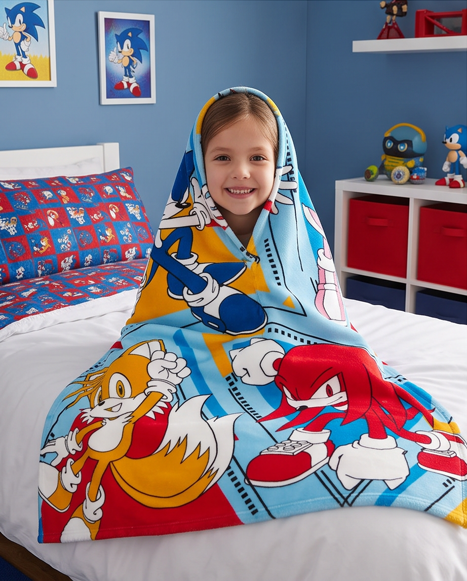 Flísteppi Sonic og vinir — 130×170 cm