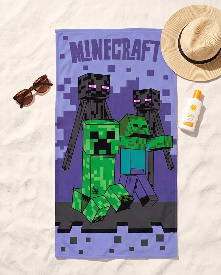 Handklæði - Minecraft fjólublátt