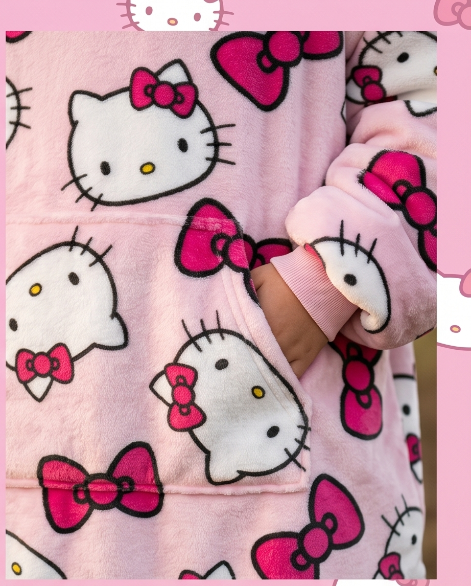 Kósýpeysa  Hello Kitty bleik  7-14 ára