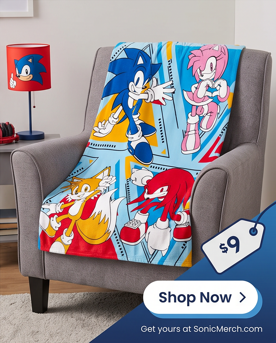 Flísteppi Sonic og vinir — 130×170 cm