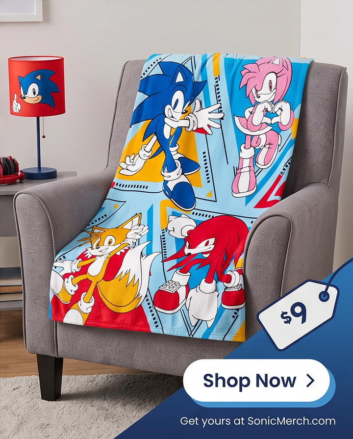 Flísteppi Sonic og vinir — 130×170 cm
