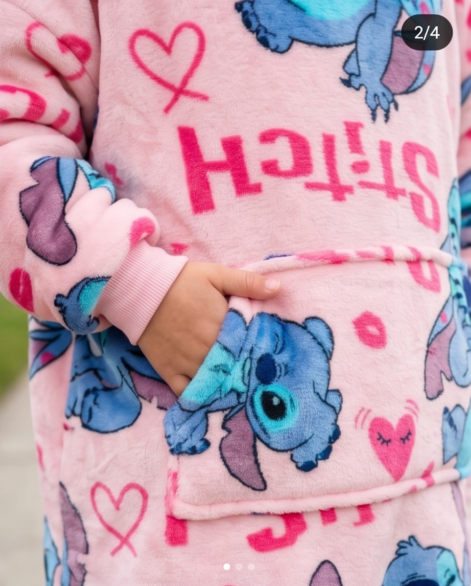 Kósýpeysa Stitch 3-6 ára bleik
