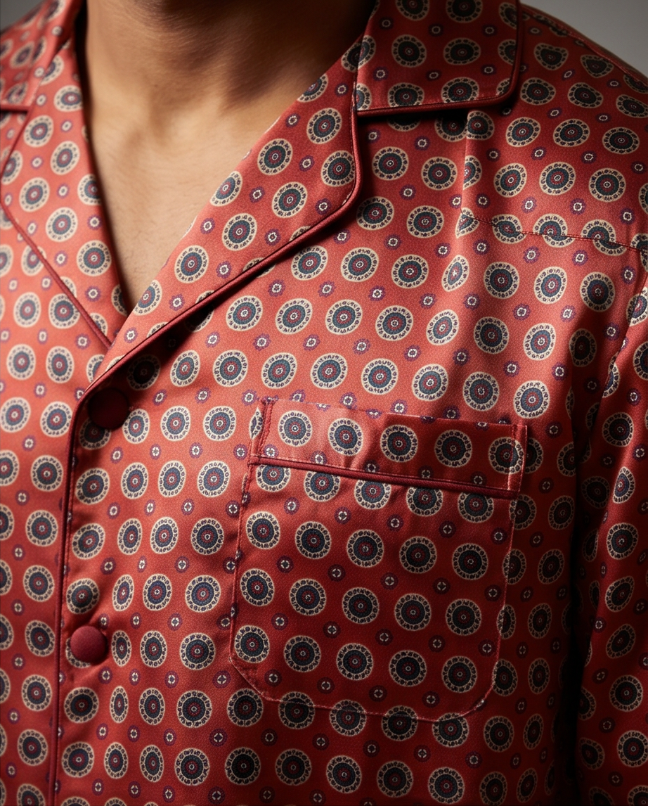 Rauð satín náttföt — karla