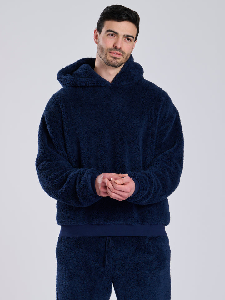 Kósý hettupeysa — dökkblá