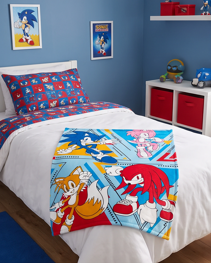 Flísteppi Sonic og vinir — 130×170 cm
