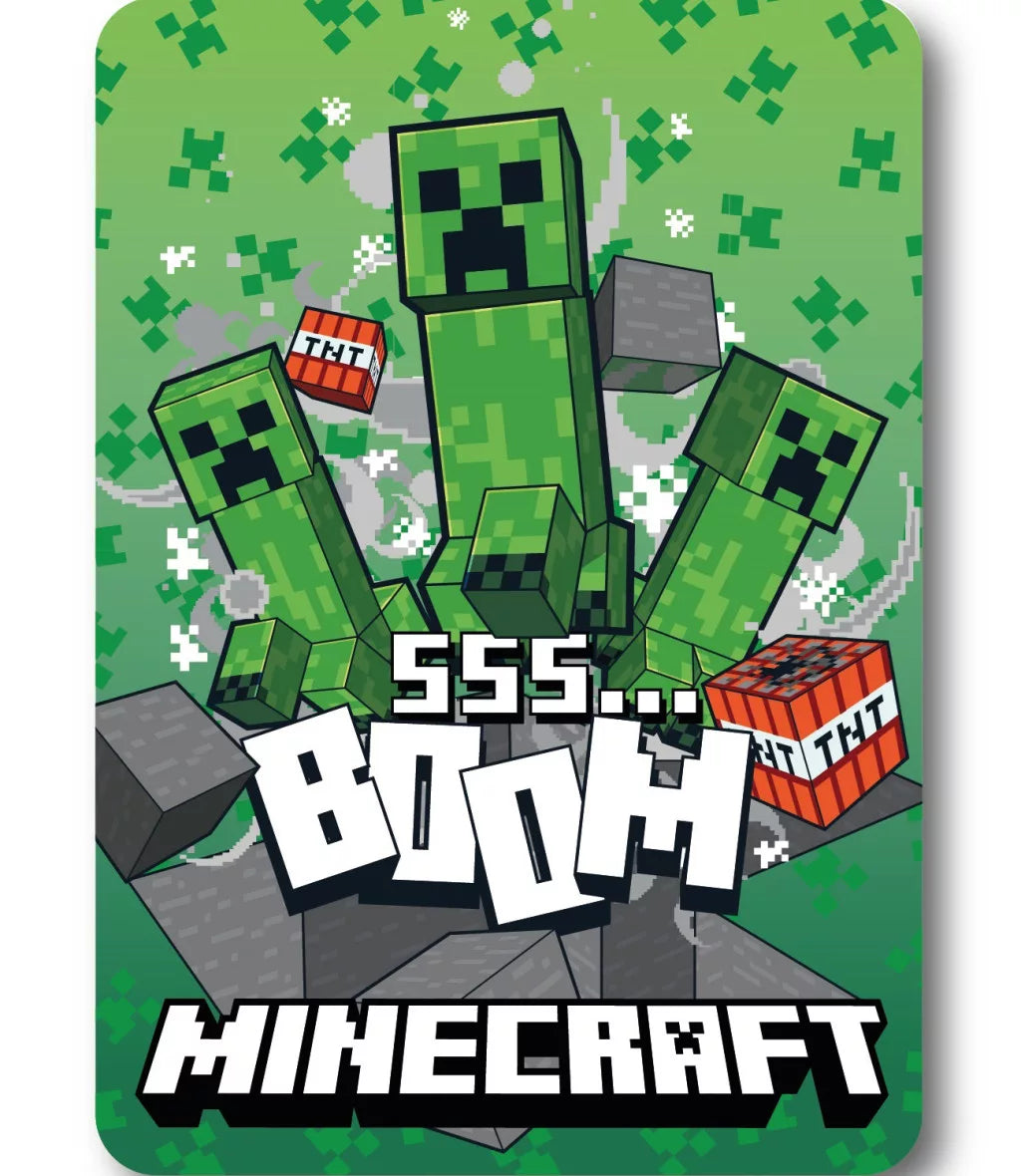 Flísteppi Minecraft BOOM — 100×140 cm