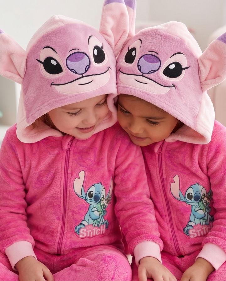 Stitch kósýgalli — andlit á hettu, bleikur