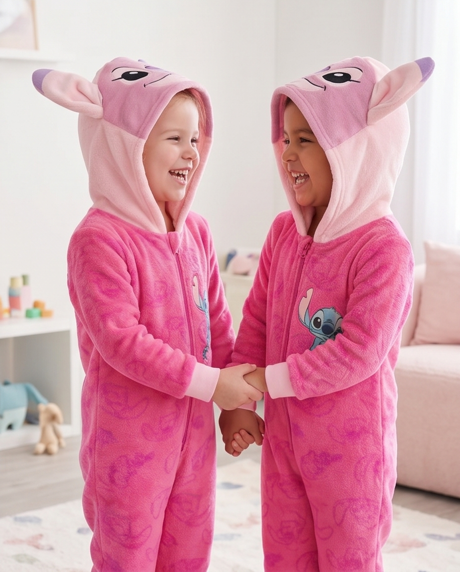 Stitch kósýgalli — andlit á hettu, bleikur