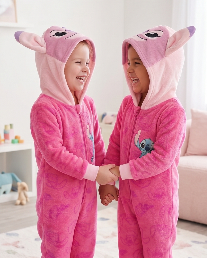 Stitch kósýgalli — andlit á hettu, bleikur