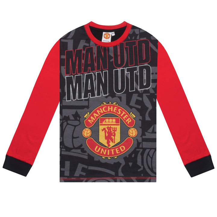 Manchester United – Náttföt barna (löng) – Svört/rauð – mynd 2